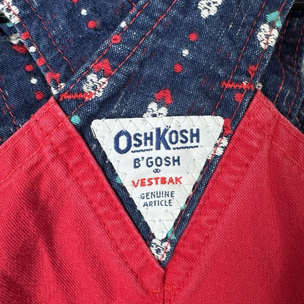 Vintage Oshkosh Overalls Girls 18M Blue Bow Embroidered Vestbak Floral USA Made - Picture 13 of 16